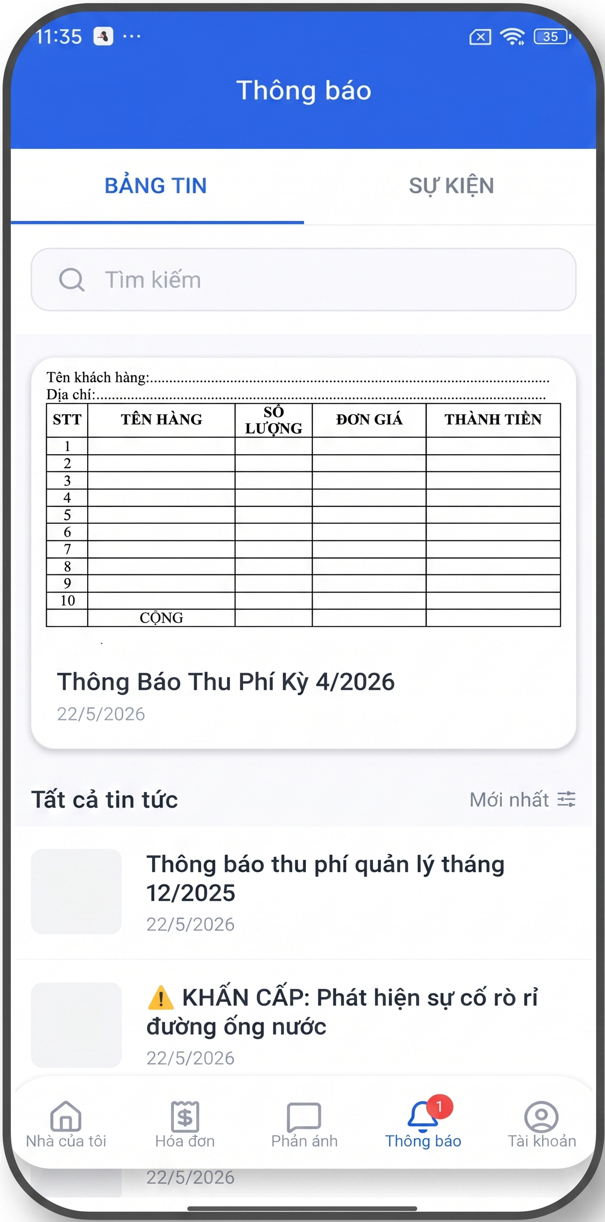Thông báo quản lý