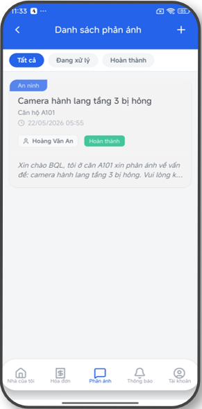 Quản lý yêu cầu Ban quản lý khu chung cư
